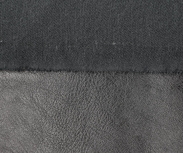 Bright Black Polyester Spandex PU Leather Fabric