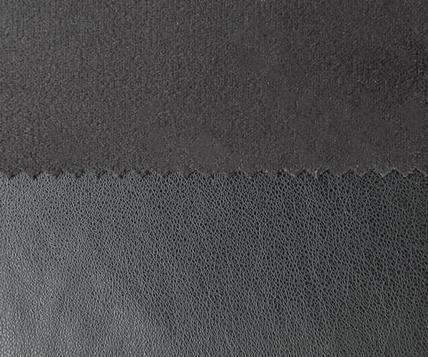 Black Polyester Spandex PU leather Fabric