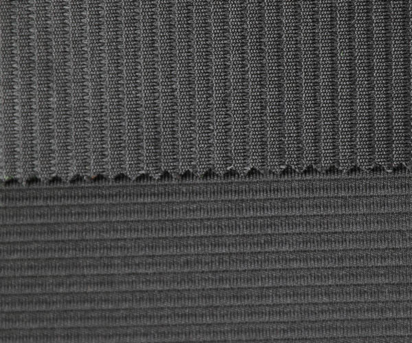Black Spandex Polyester Rib Knit Fabric